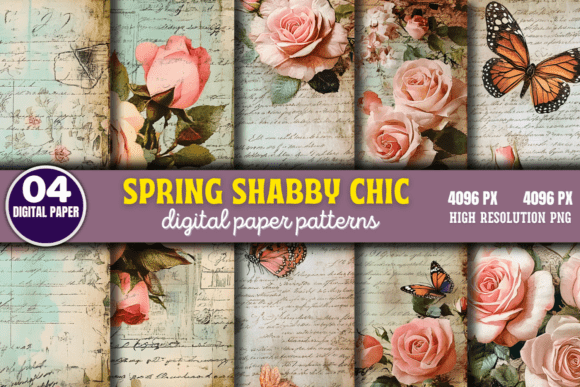 Download Spring Shabby Chic Digital Paper Pattern - Premium Resources