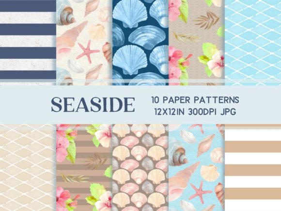 Download Beach Seashells Scrapbook Paper Set - Scrapbook paper Collection